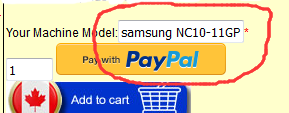 Enter the laptop model or machine model before click buy button.